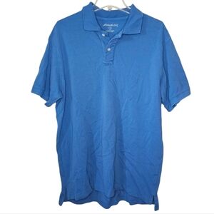 Eddie Bauer 100 % Cotton Blue Polo Golf Shirt Size Large